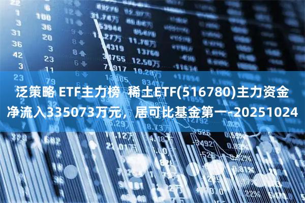 泛策略 ETF主力榜  稀土ETF(516780)主力资金净流入335073万元，居可比基金第一-20251024